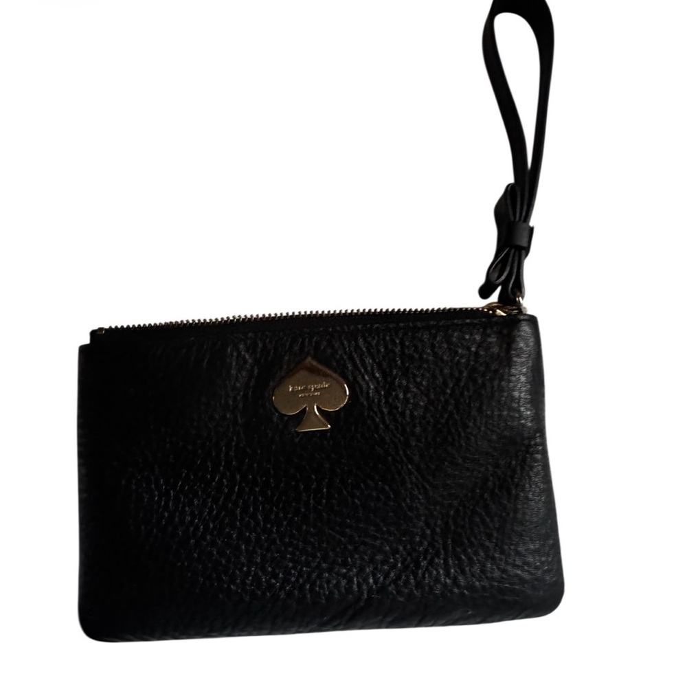 kate spade black and white striped wristlet pouch